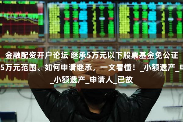 金融配资开户论坛 继承5万元以下股票基金免公证！如何定义5万元范围、如何申请继承，一文看懂！_小额遗产_申请人_已故